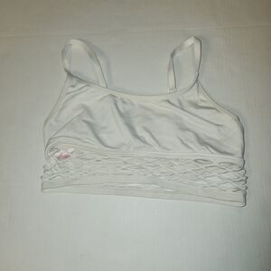 Victoria's Secret Pink Off White Cream Sports Bra Bralette Large EUC
